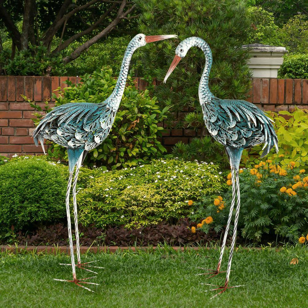 32 In. Metal Crane Garden Statues (2-Pack)