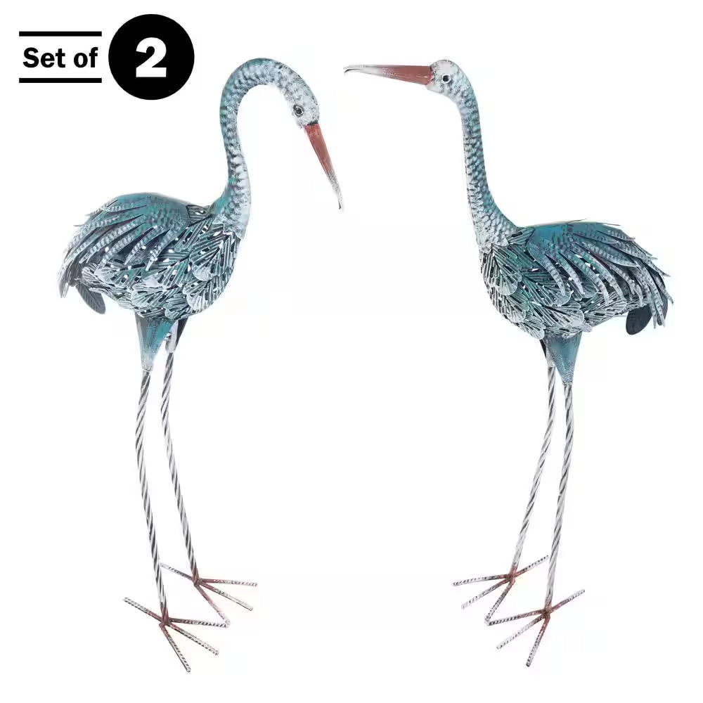 32 In. Metal Crane Garden Statues (2-Pack)