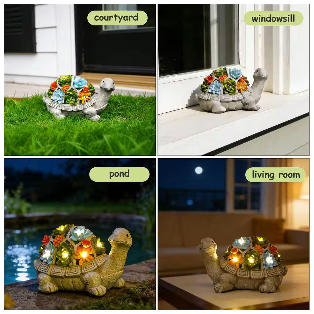 Solar Garden Outdoor Statues Turtle-Lawn Decor Patio, Yard Ornament - Christmas Birthday Gifts for Women/Mom Grandma