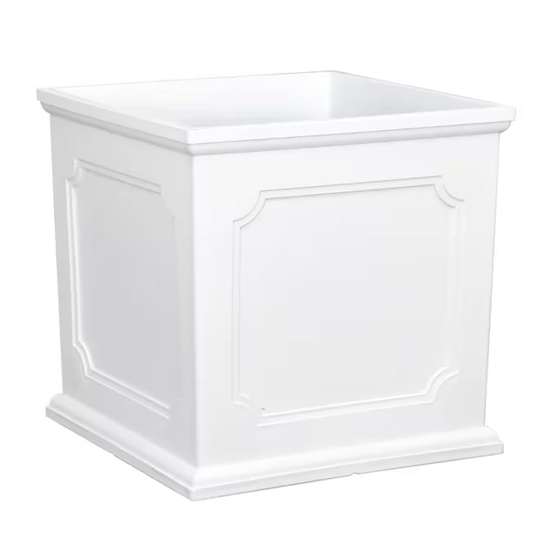 Square 14.02-In W X 14.02-In L White Resin Indoor/Outdoor Self Watering Planter