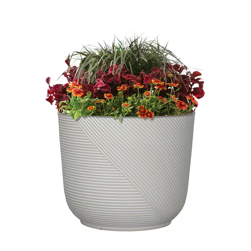 round 15.16-In W X 15.16-In L White Resin Indoor/Outdoor Planter