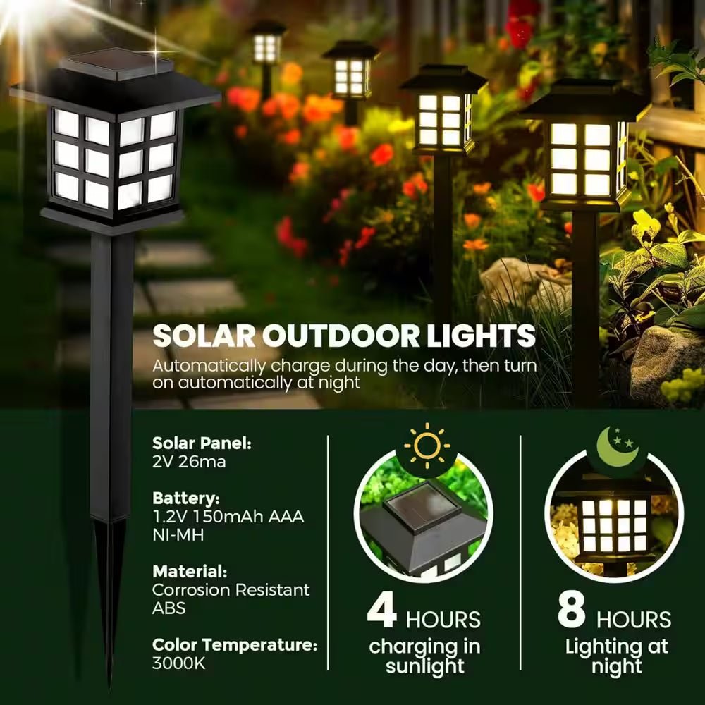 12-Pack LED Solar Pathway Lights, Waterproof Outdoor Garden Landscape Lights, up to 10H Runtime for Yard and Driveway