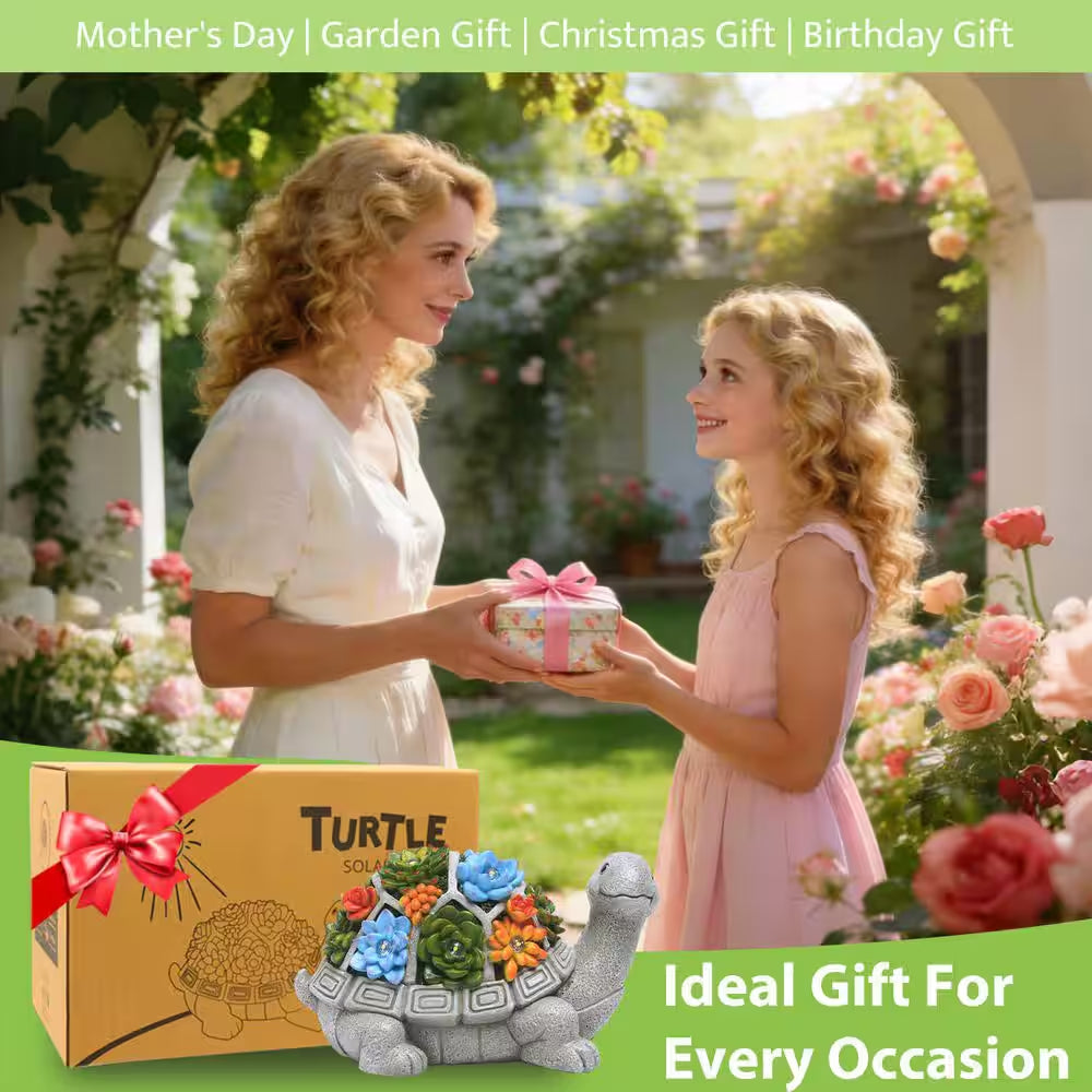 Solar Garden Outdoor Statues Turtle-Lawn Decor Patio, Yard Ornament - Christmas Birthday Gifts for Women/Mom Grandma