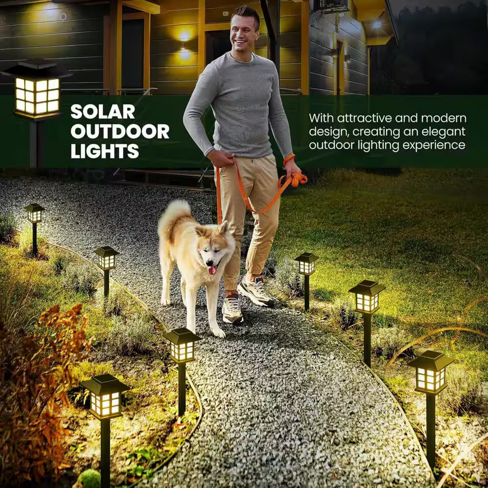 12-Pack LED Solar Pathway Lights, Waterproof Outdoor Garden Landscape Lights, up to 10H Runtime for Yard and Driveway