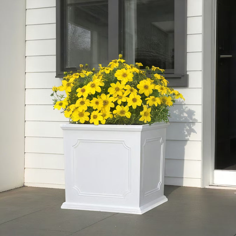 Square 14.02-In W X 14.02-In L White Resin Indoor/Outdoor Self Watering Planter