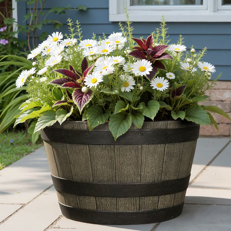 round 19.29-In W X 19.29-In L Brown Recycled Plastic Indoor/Outdoor Planter
