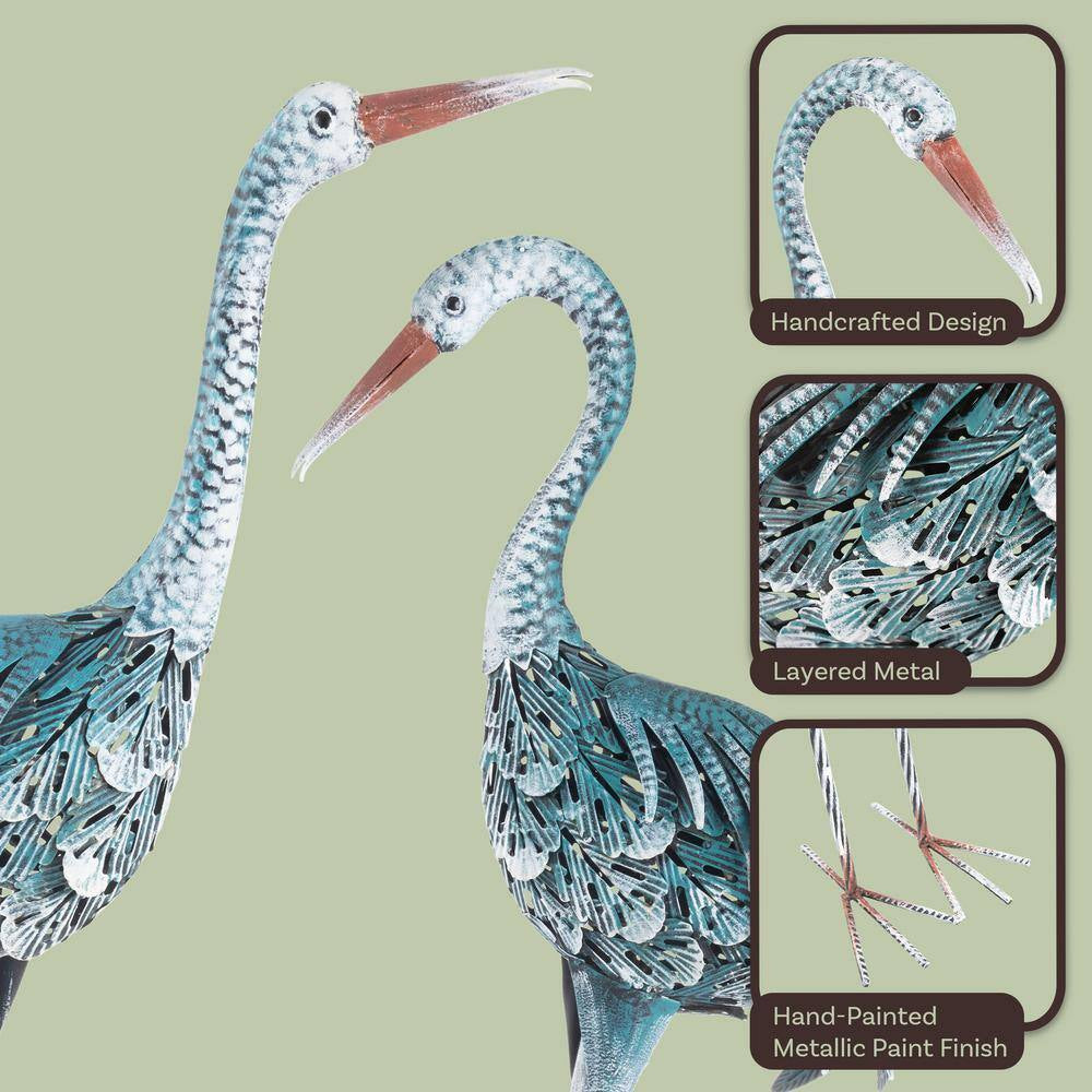 32 In. Metal Crane Garden Statues (2-Pack)