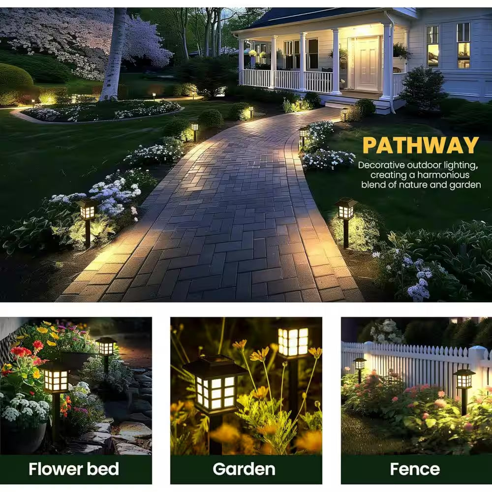 12-Pack LED Solar Pathway Lights, Waterproof Outdoor Garden Landscape Lights, up to 10H Runtime for Yard and Driveway
